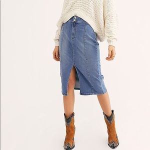 Free people midi denim skirt